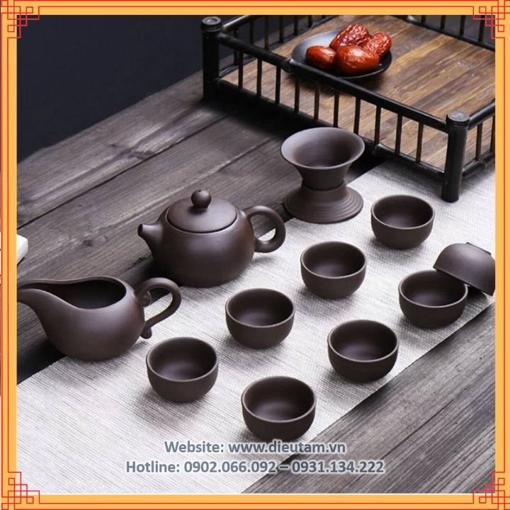 Bộ ấm trà gốm tử sa - Cao Cấp - Bộ full 12 món