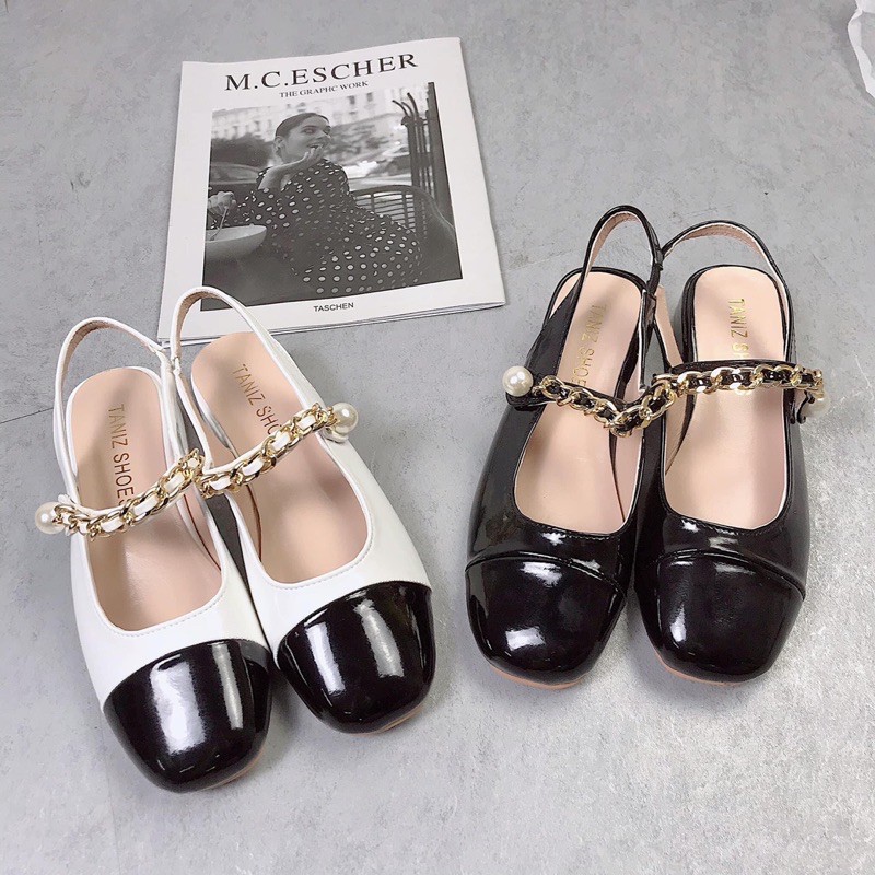 GIÀY BÚP BÊ XÍCH ĐÍNH NGỌC (gót cao 3cm)