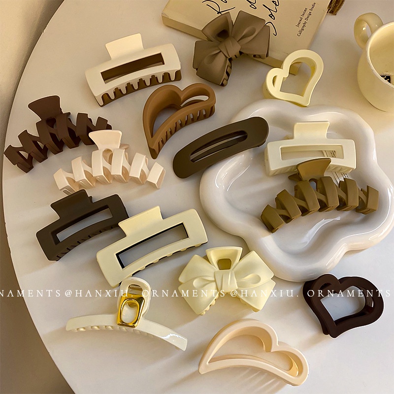 OFF-WHITE Kẹp Tóc Nhựa Acrylic Màu Trắng Đơn Giản Thời Trang Hàn Quốc