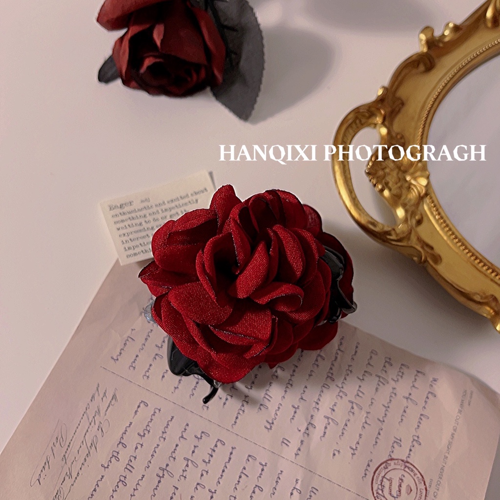 Kẹp Tóc Hình Hoa Hồng Bằng Ruy Băng Có Giá Đỡ Cho Nữ