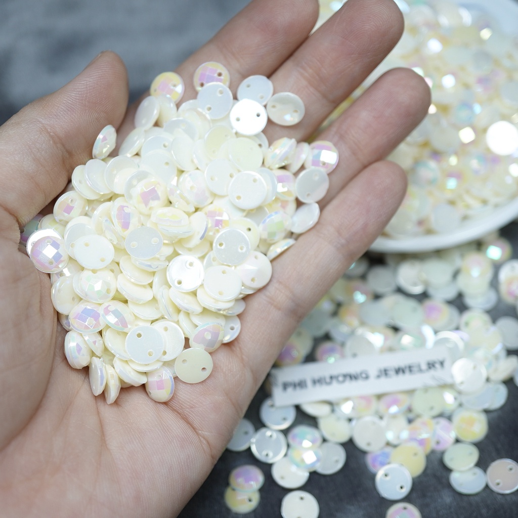 50 hạt cườm nhựa acrylic 8mm đính kết trang trí áo
