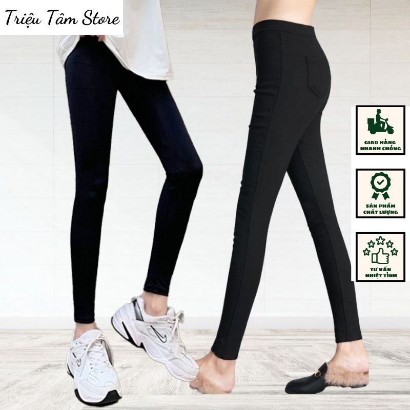 Quần legging nữ dài vải cotton co giãn ôm bó freesize dưới 60kg (hình thật)