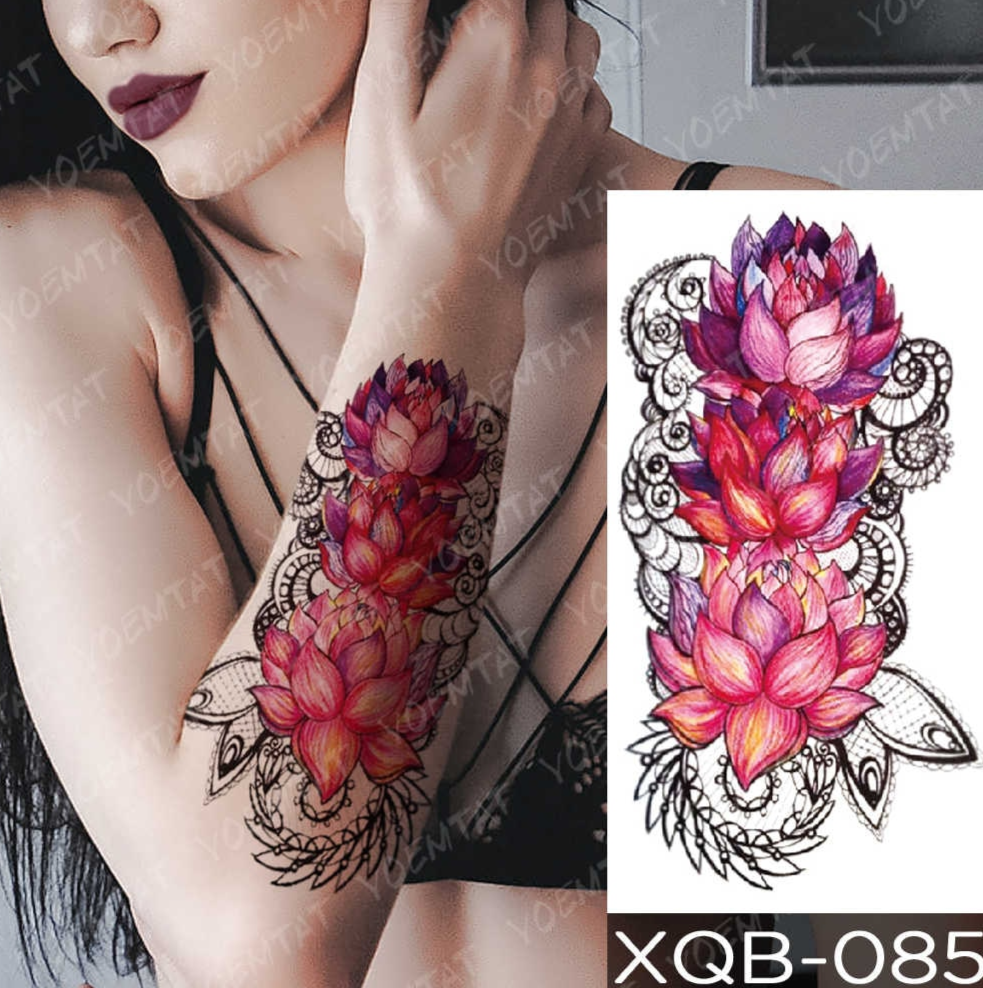 (Hàng Mới Về) Hình Xăm Dán Tạm Thời Chống Nước Hình Rắn / Hoa / Cáo / Sư Tử Độc Đáo Cho Nữ