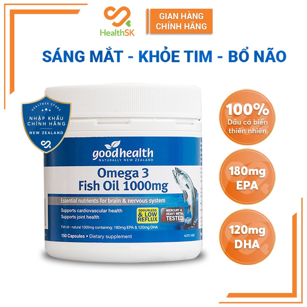 [Dầu cá - hộp 150 viên] Goodhealth Omega 3 Fish Oil 1000mg