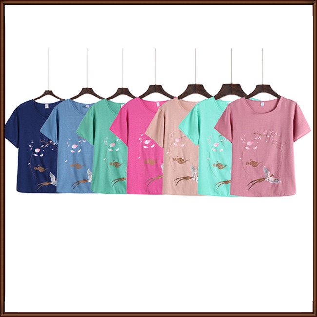 Bộ Đồ Ngủ Vải Cotton Lanh Áo Tay Ngắn Cổ Tròn Phối Quần Dài Ống Rộng Thoải Mái Cho Nữ