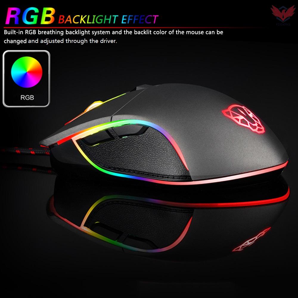 Fir MOTOSPEED V30 Ergonomic Programmable Gaming Mouse 6 Buttons Support Macro Programming Adjustable 3500DPI Optical USB Wired Full Color RGB Breathing LED Backlit Game Mice