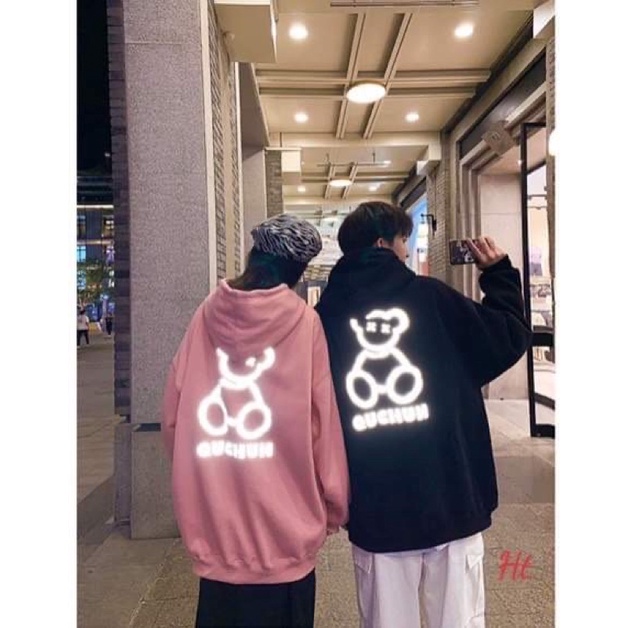 Áo hoodie gấu chun phản quang HT12