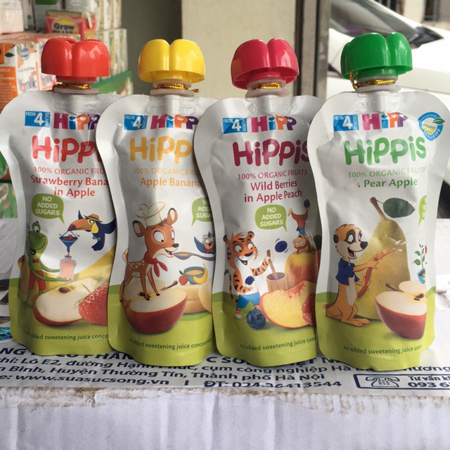 Dinh dưỡng 100% trái cây nghiền hữu cơ HiPPiS Organic 100g đủ vị