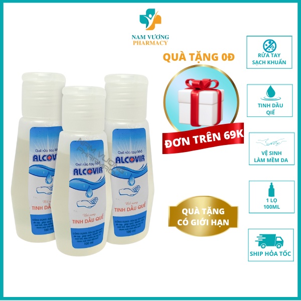 Nước  Rửa Tay Khô ALCOVIR - Rửa tay khô - Sạch khuẩn, hương quế - TRƯỜNG THỌ PHARMA - MS39