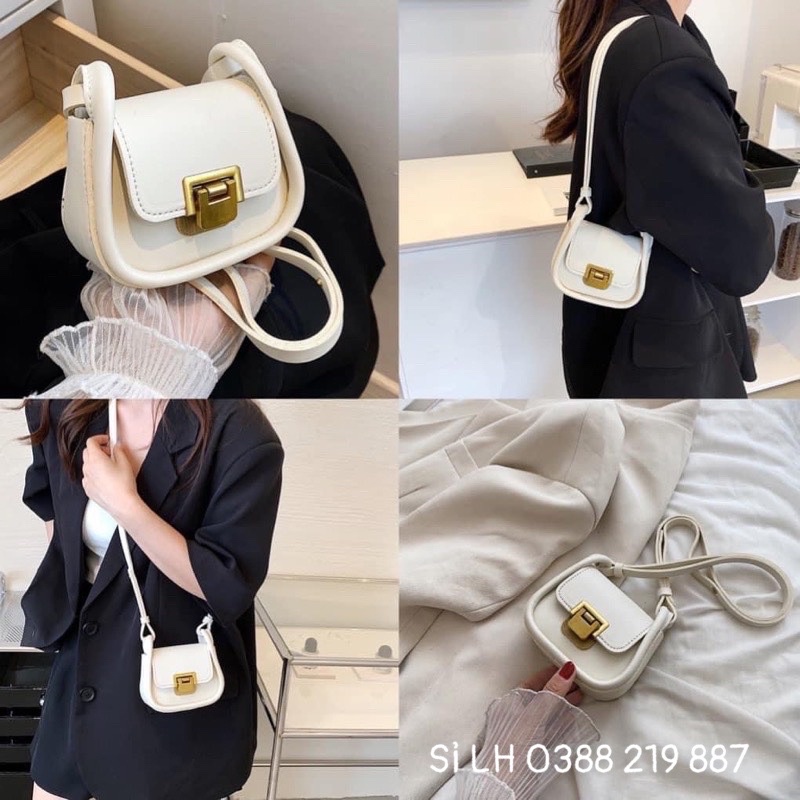Túi Kẹp Nách Mini Khoá Gập Da Trơn Size 12 Thời Trang Siêu Xinh Cho Mẹ &amp; Bé