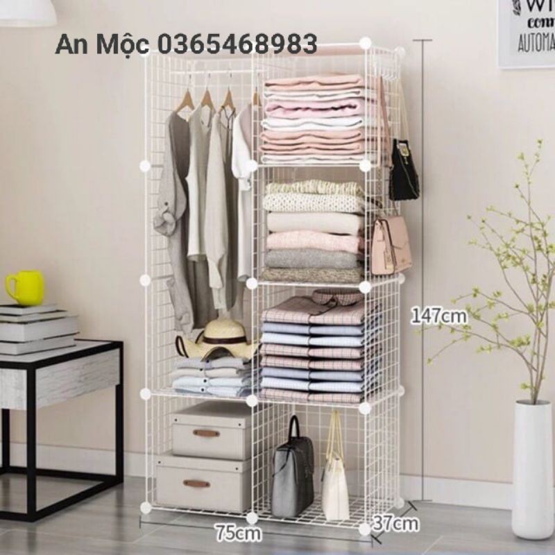 [AN MỘC] Kệ treo quần áo 4 tầng 8 khoảng phong cách Vintega