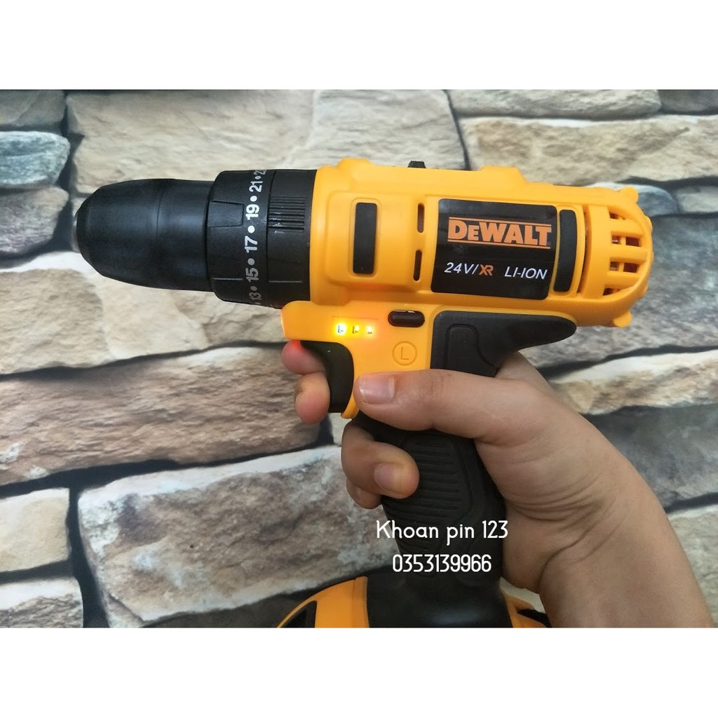 Khoan pin 3 chức năng có búa Dewalt 24v hàng loại 1