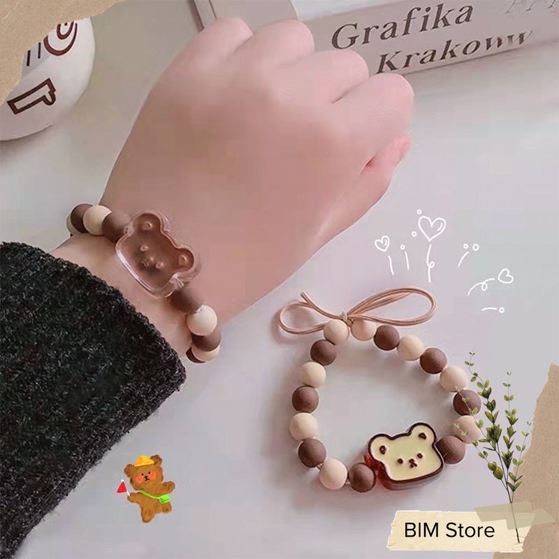 Vòng đeo tay Miniso gấu dễ thương màu nâu cà phê