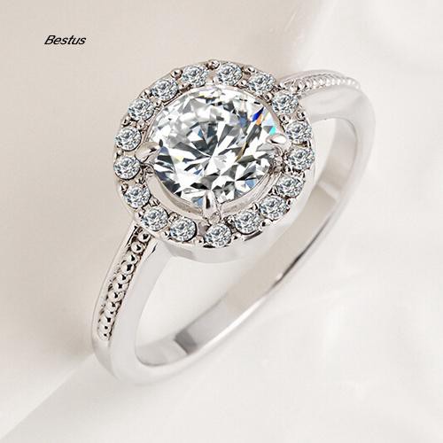 Nhẫn Đính Hôn Mạ Vàng / Bạc Đính Đá Zircon Thời Trang Dành Cho Nữ