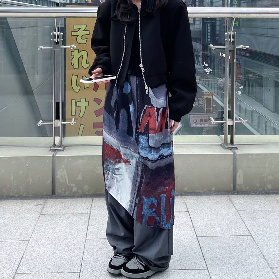 ♝㍿Chân Váy Lưng Cao Màu Nhuộm Phong Cách Hong Kong Thời Trang Xuân Thu Cho Nữ