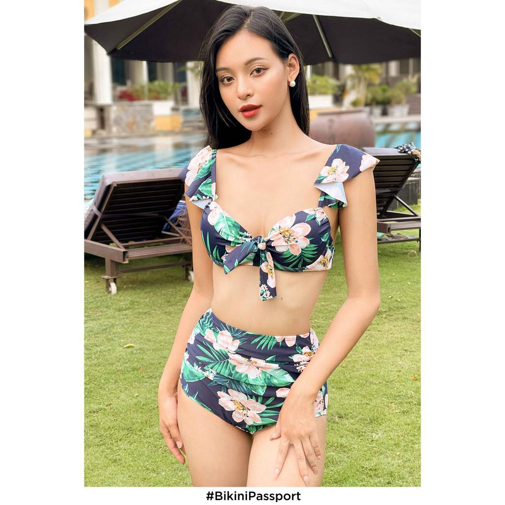 Bộ đồ bơi NỮ BIKINI PASSPORT kiểu Bikini lưng cao áo cup, vai bèo - màu Xanh Navy - BS311_NV