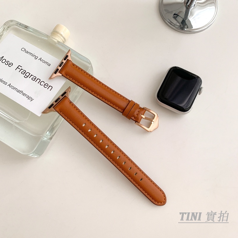 Dây Đeo Bằng Da Thật Có Khóa Kim Loại 38mm 40mm 41mm 42mm 44mm 45mm Cho Đồng Hồ Apple Watch Series 7 SE 6 5 4 3