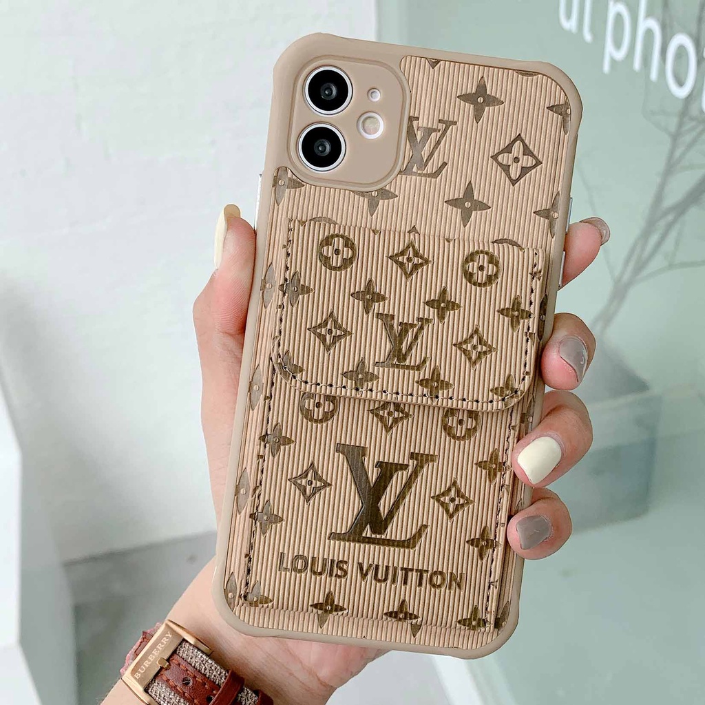 Đen Ốp Điện Thoại Mềm Dạng Ví Chống Sốc Dập Nổi Chữ Thời Trang Cho iphone 13promax 12 11 xsmax xr xs 7p