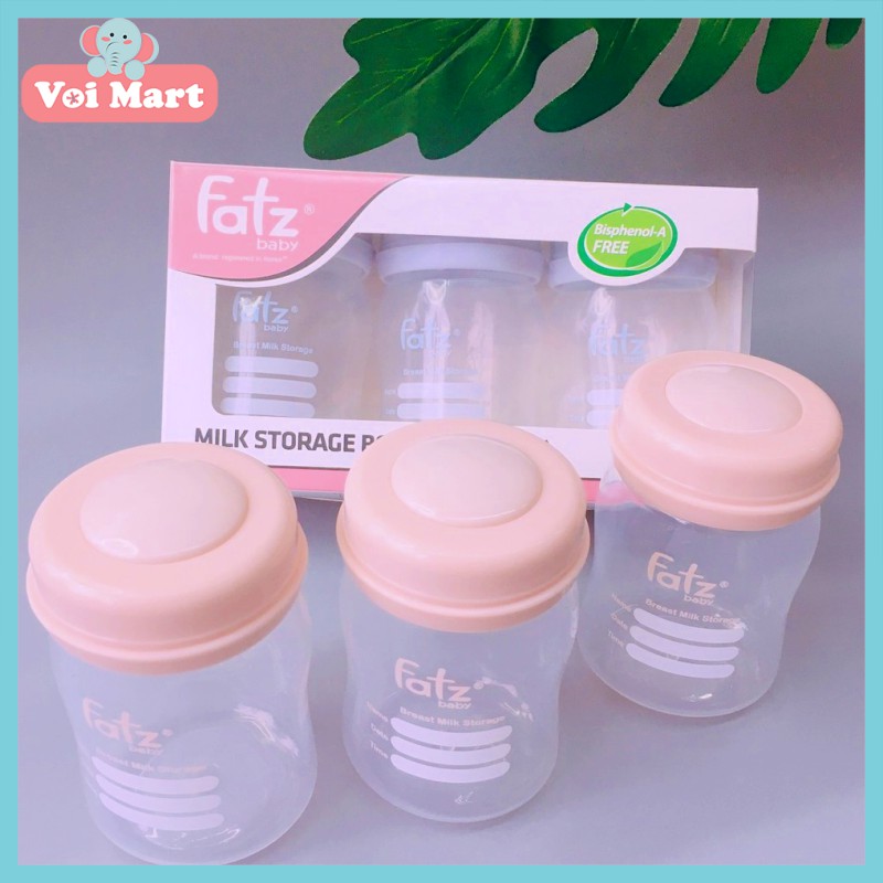 𝑺𝑰𝑬̂𝑼 𝑲𝑯𝑼𝒀𝑬̂́𝑵 𝑴𝑨̣𝑰 BỘ 3 BÌNH TRỮ SỮA 150ML FATZBABY FB0120NH SIÊU XINH