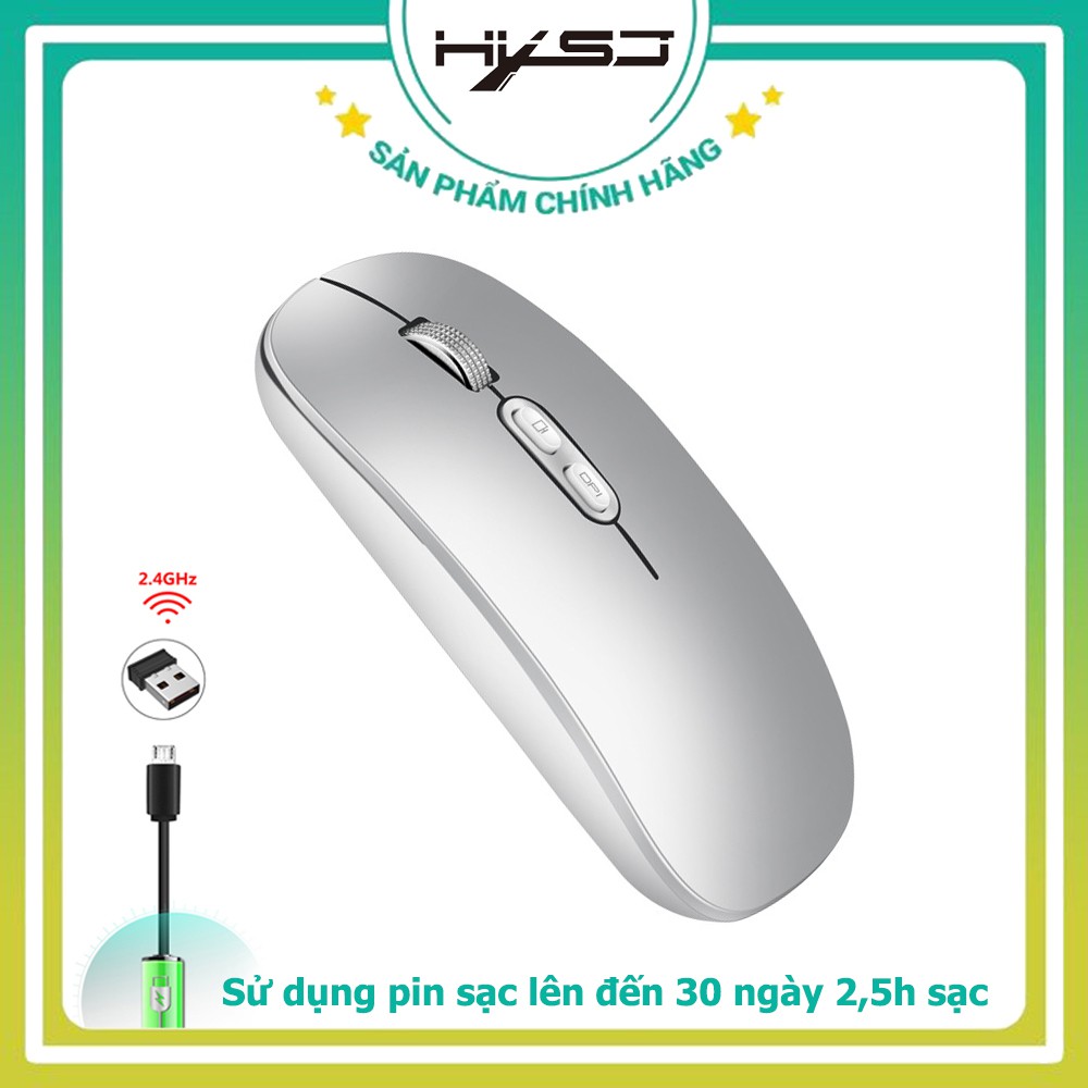 Chuột không dây HXSJ M103 wireless tự sạc pin siêu mỏng không gây tiếng ồn chuyên dùng cho Máy tính, pc, Laptop, Tivi