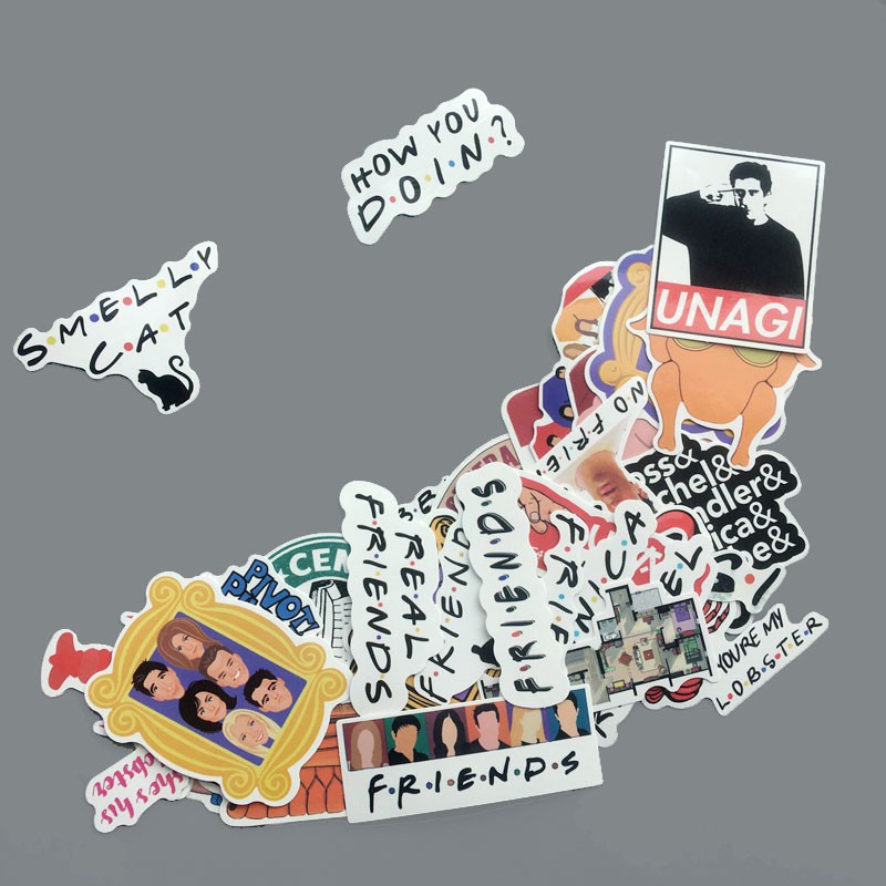 Bộ 34 Miếng Dán Trang Trí Chống Thấm Nước Họa Tiết TV Mỹ