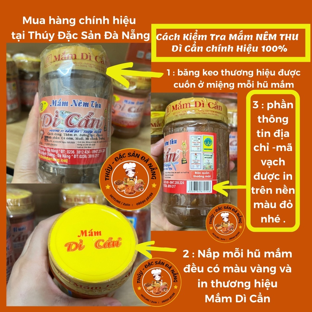Mắm Nêm Dì Cẩn Đà Nẵng [ Mắm Nêm Thu ] hũ 500gr chính gốc mắm nêm đặc biệt còn con cá chưa say