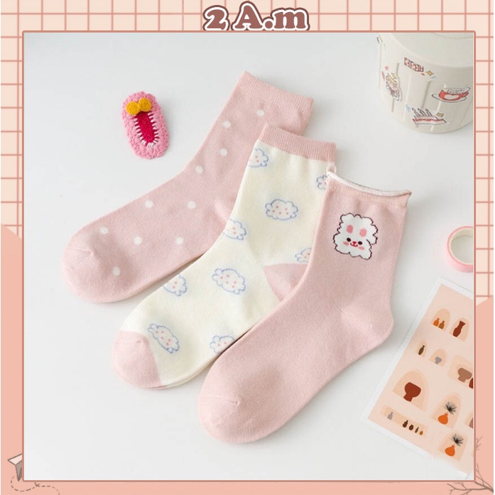 Tất Cổ Cao Nam Nữ Họa Tiết Ngộ Nghĩnh Cổ Bèo - Vớ Nữ Màu Hồng Thời Trang Unisex Hottrend
