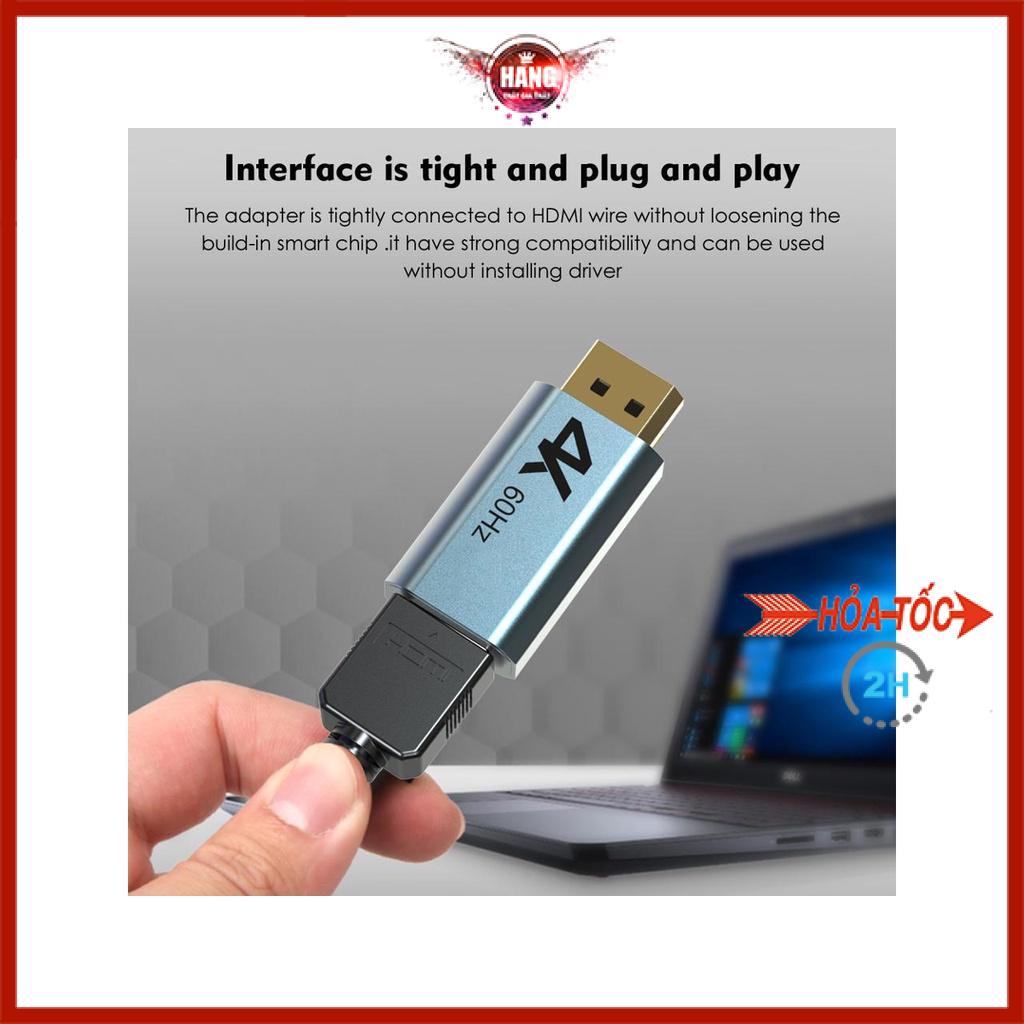 Đầu chuyển tín hiệu Displayport ra HDMI cho laptop, máy tính hỗ trợ 4k 60hz/30hz, 2k 144hz/60hz - Hồ Phạm