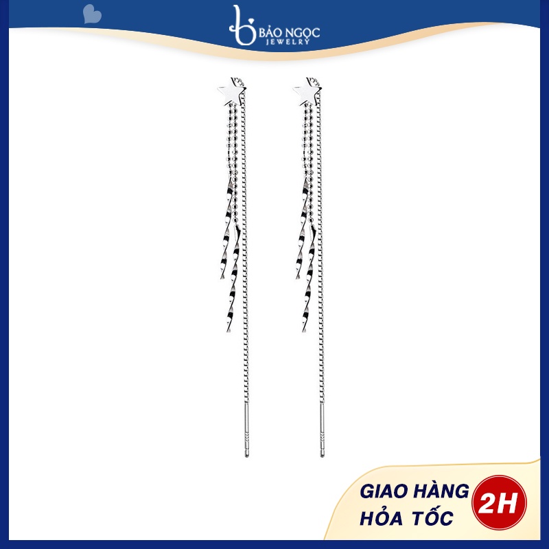 Khuyên Tai Dài Cá tính Bạc 925 Cho Nữ Hình Tua Rua - B2451- Bảo Ngọc jewelry