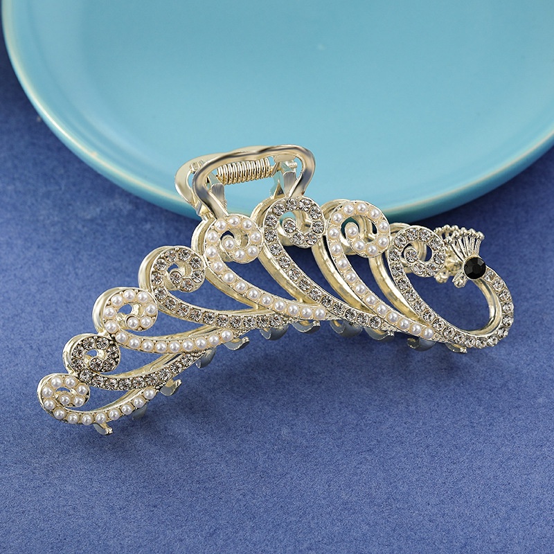 Kẹp Tóc Hình Cá Mập Đính Ngọc Trai Bằng Hợp Kim Phong Cách Hàn Quốc