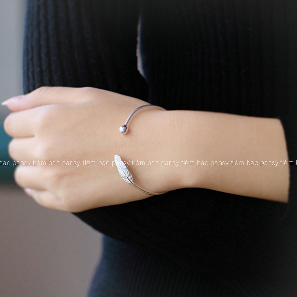 Vòng tay bạc nữ lông vũ - Vòng lắc bạc PANSY thời trang, nữ tính