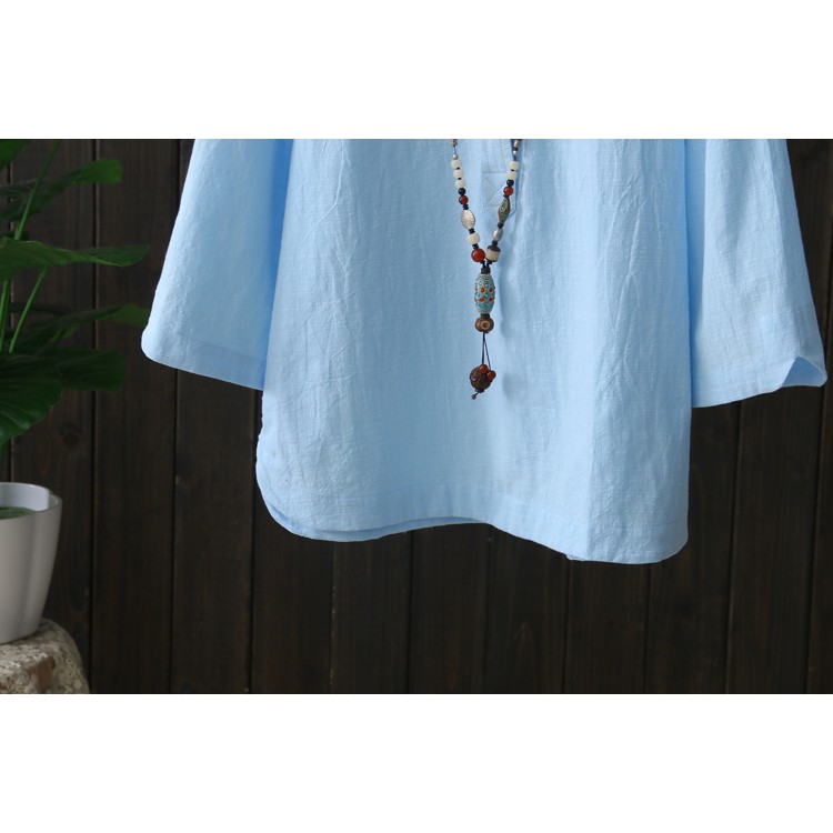 AKira Áo sơ mi kiểu nữ vải đũi - Áo kiểu nữ đẹp - Thời trang trung niên phong cách nhật