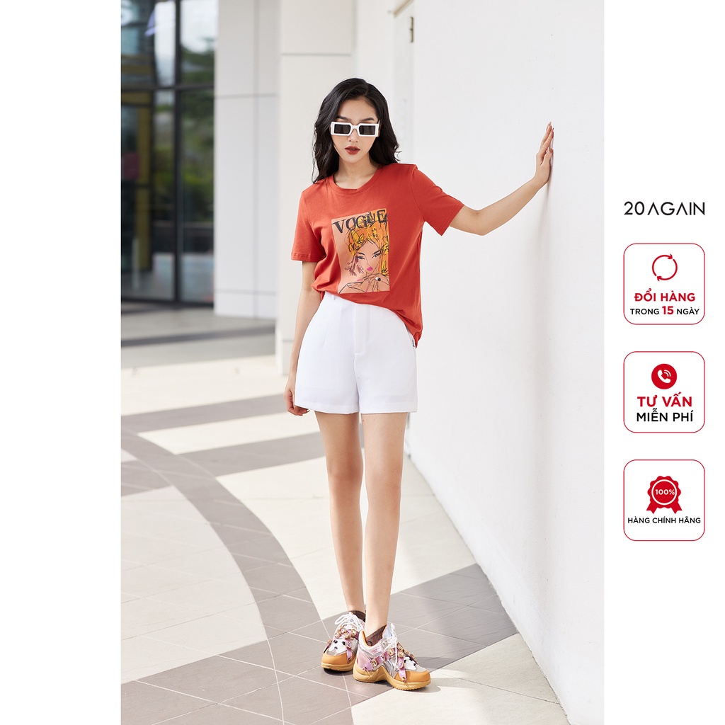 Áo thun nữ cổ tròn ngắn tay 20AGAIN in hình cô gái cá tính ATA2316