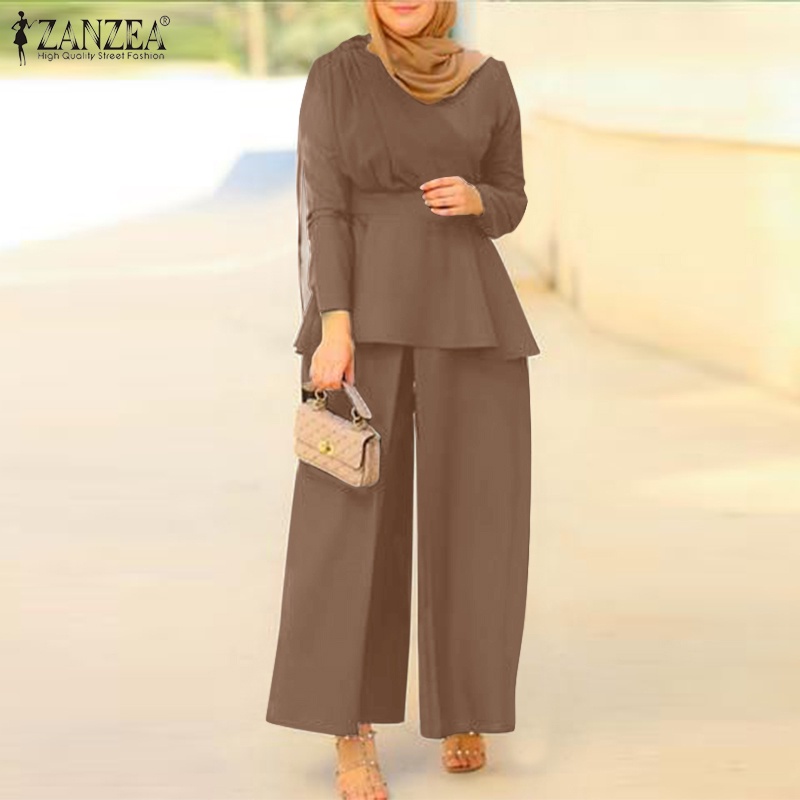 Zanzea Set Đồ Dài Phối Lưới Thời Trang Cho Phụ Nữ Hồi Giáo