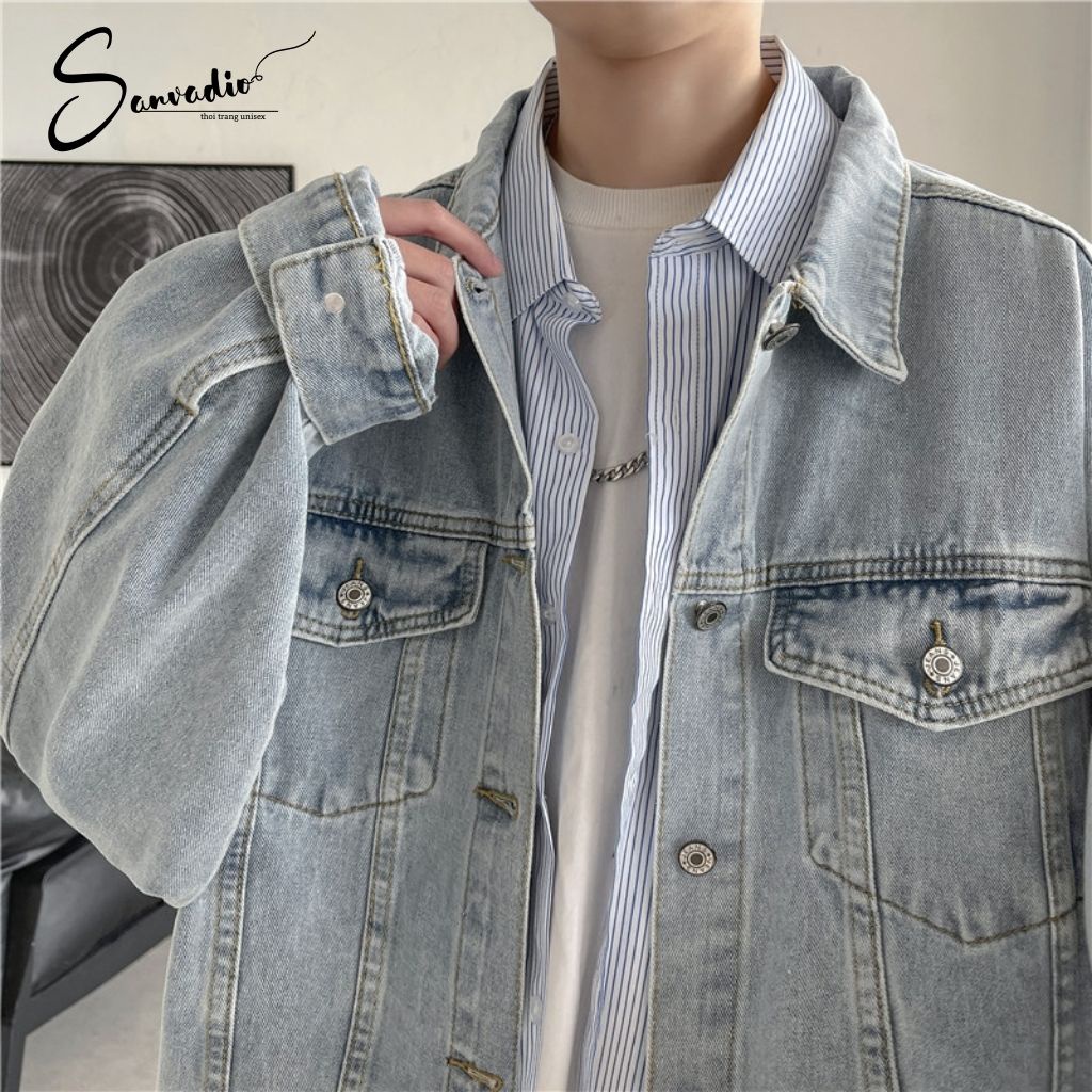 Áo Khoác Jean Nam Nữ SANVADIO Áo Bò Khoác Ngoài Form Rộng Unisex Basic Thời Trang Hàn Quốc AB01