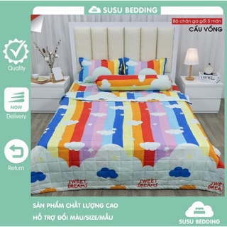 Set ga gối chăn hè cotton poly dùng quanh năm, dễ giặt không phai màu, không xù lông