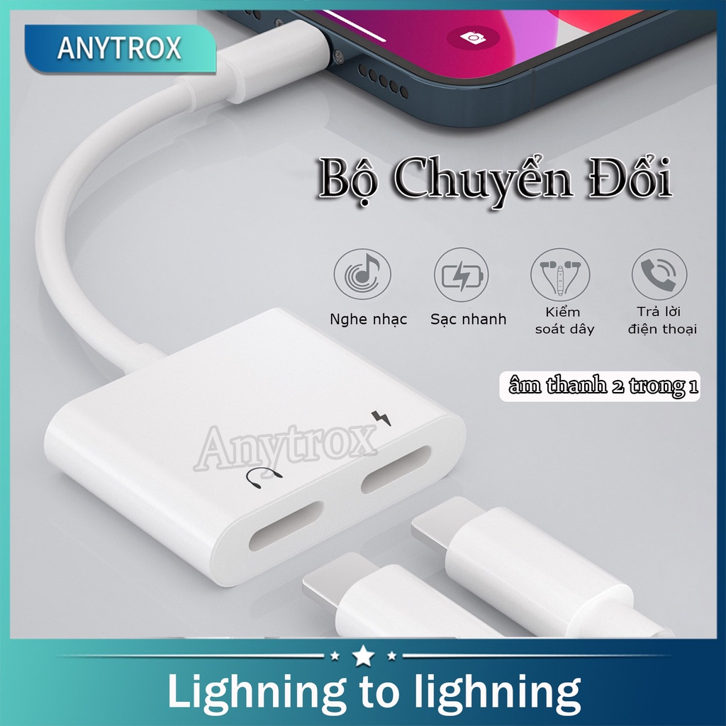 Anytrox Jack chia cổng thành cổng sạc + 3.5mm cổng tai nghe Bộ Chuyển Đổi