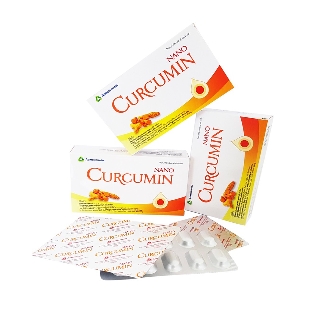 Viên uống curcumin nghệ, hỗ trợ giảm nám da và giảm viêm loét dạ dày, giảm đau dạ dày - Nano Curcumin - Hộp 30 viên