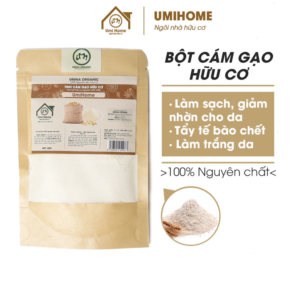 Tinh Cám Gạo đắp mặt hữu cơ UMIHOME nguyên chất 40g tắm trắng body và tẩy tế bào chết hiệu quả