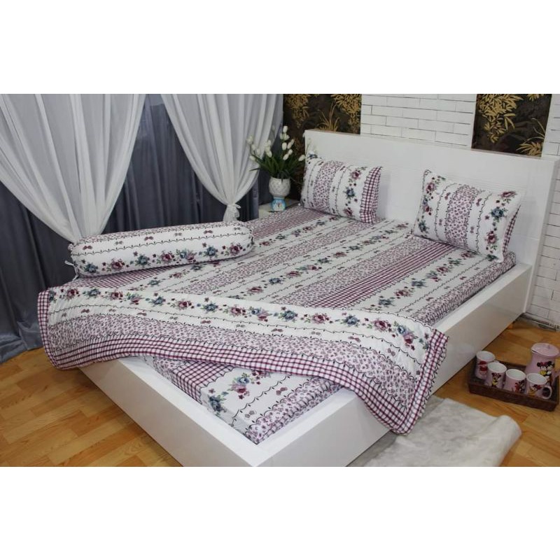 (ẢNH THẬT) Drap Thắng Lợi, ga trãi giường cotton 100% chuẩn logo NƠ TÍM