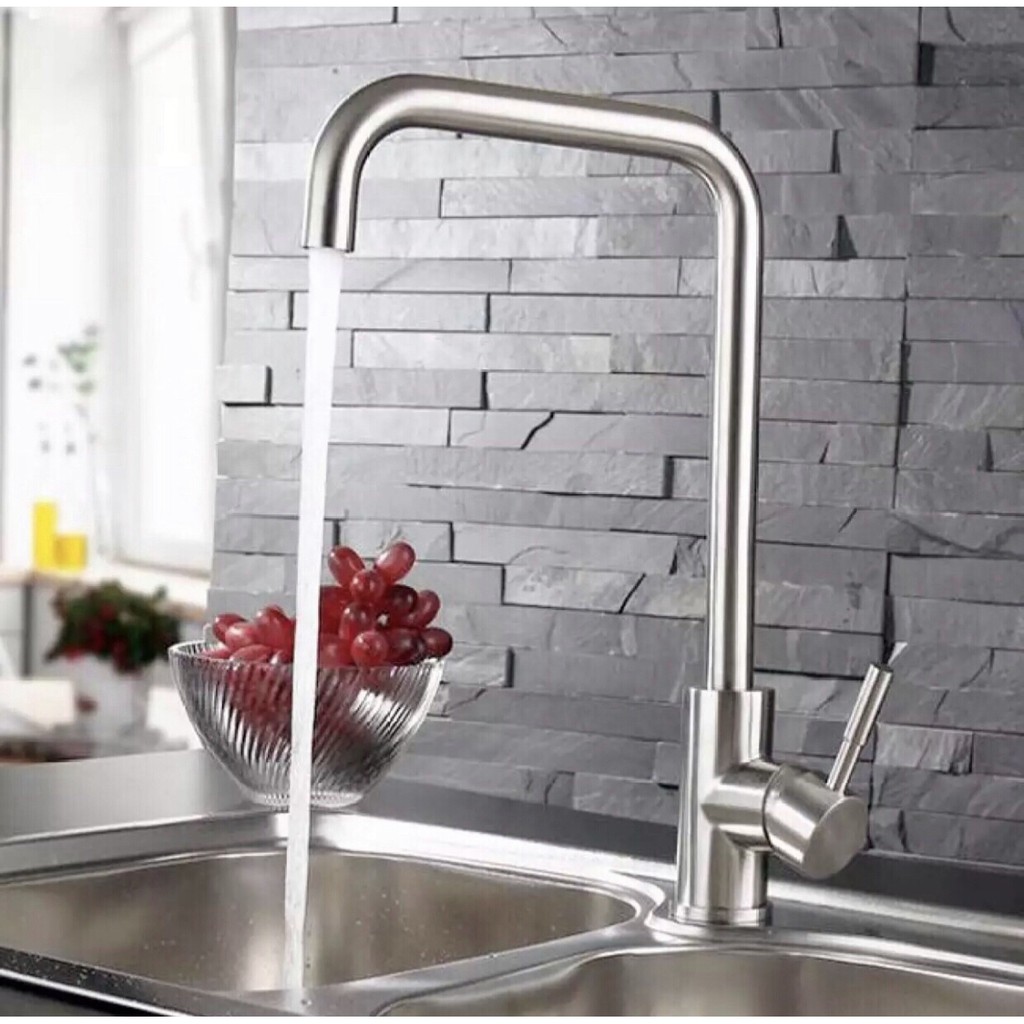 Vòi rửa bát nóng lạnh SUBI 100% inox cao cấp sáng bóng, sang trọng