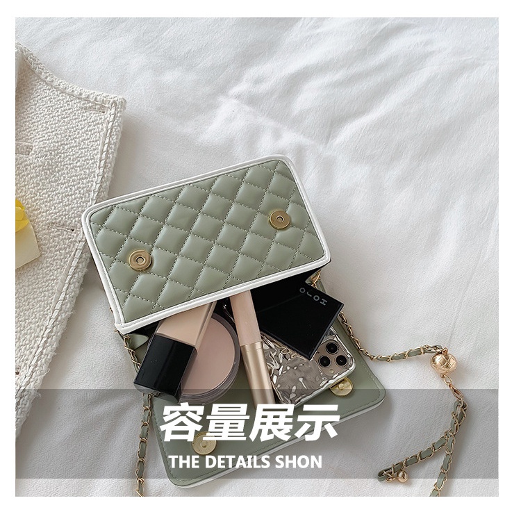 Túi Đeo JASMIN NOIR Chéo Họa Tiết Kẻ Sọc Phối Dây Xích Chần Bông Cho