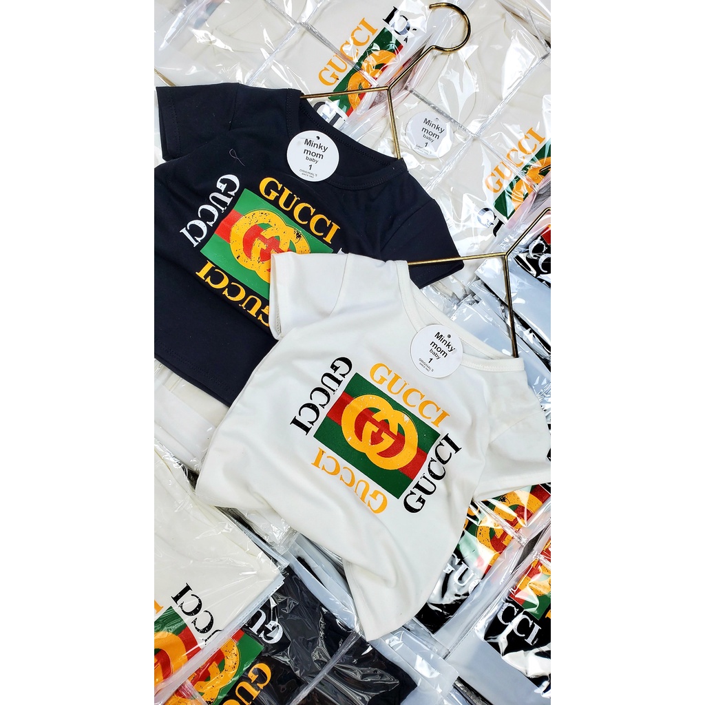 Áo Thun, Áo Phông Cho Bé Trai Bé Gái G C 2 Màu Đen Trắng Cực Hot Size 8-18kg