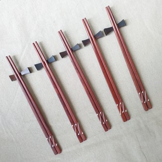 Đũa gỗ Cẩm vuông 24,5cm - Thân khảm 2 vạch chéo - Đũa gỗ tự nhiên cao cấp