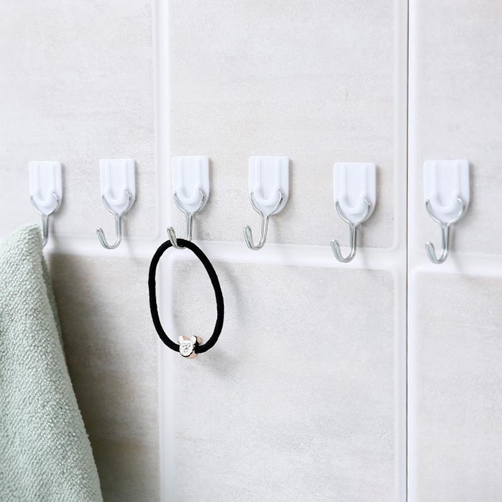Set 6 móc treo đồ dán tường bằng nhựa tiện dụng thíc hợp cho nhà tắm
