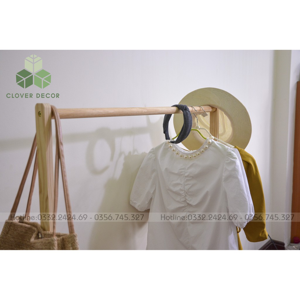 Gía Treo Quần Áo Thanh Đơn Gỗ Thông (86 cm) - Single Hanger - Clover Decor - Phong cách Hàn Quốc | BigBuy360 - bigbuy360.vn