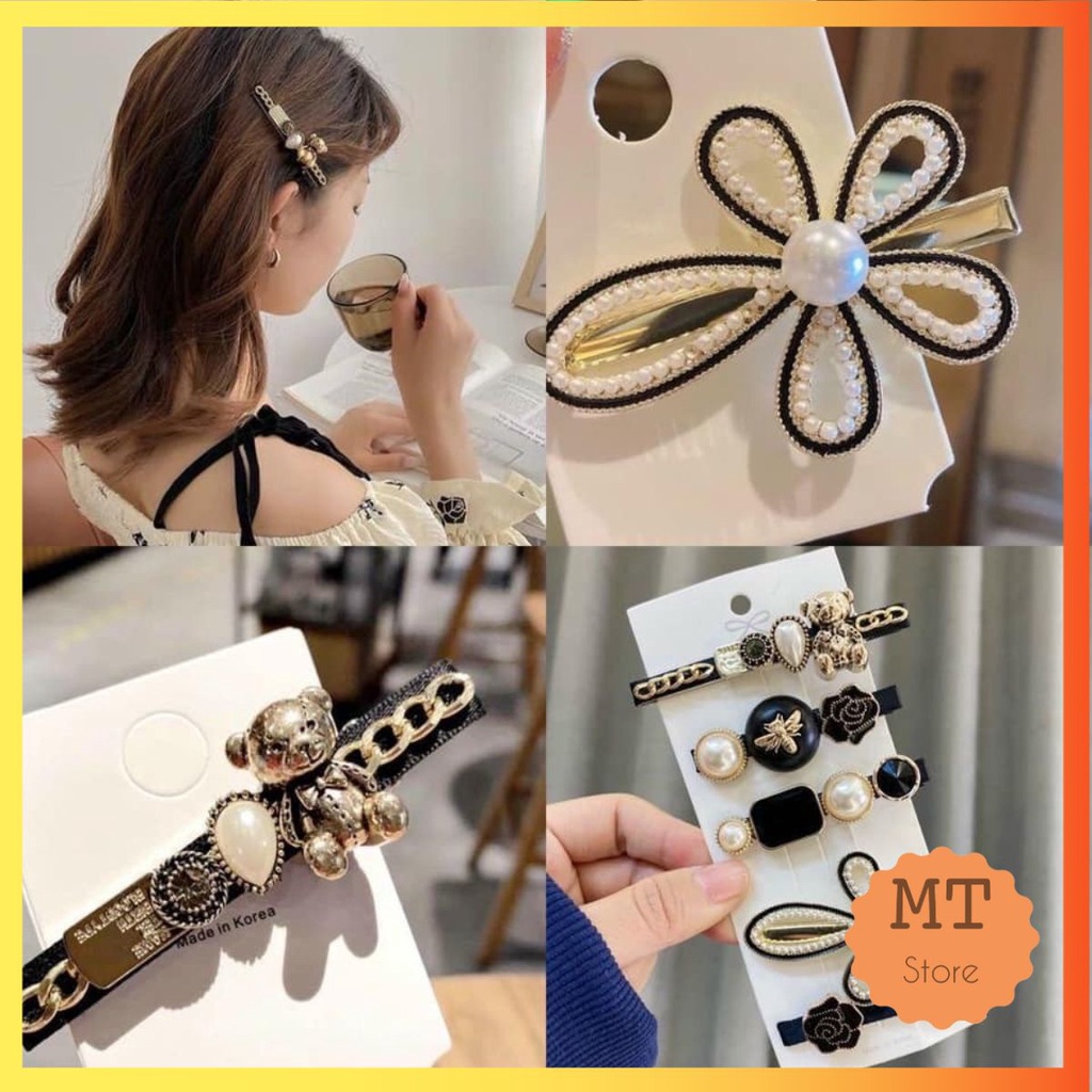 Set 5 kẹp tóc tiểu thư sang chảnh màu đen