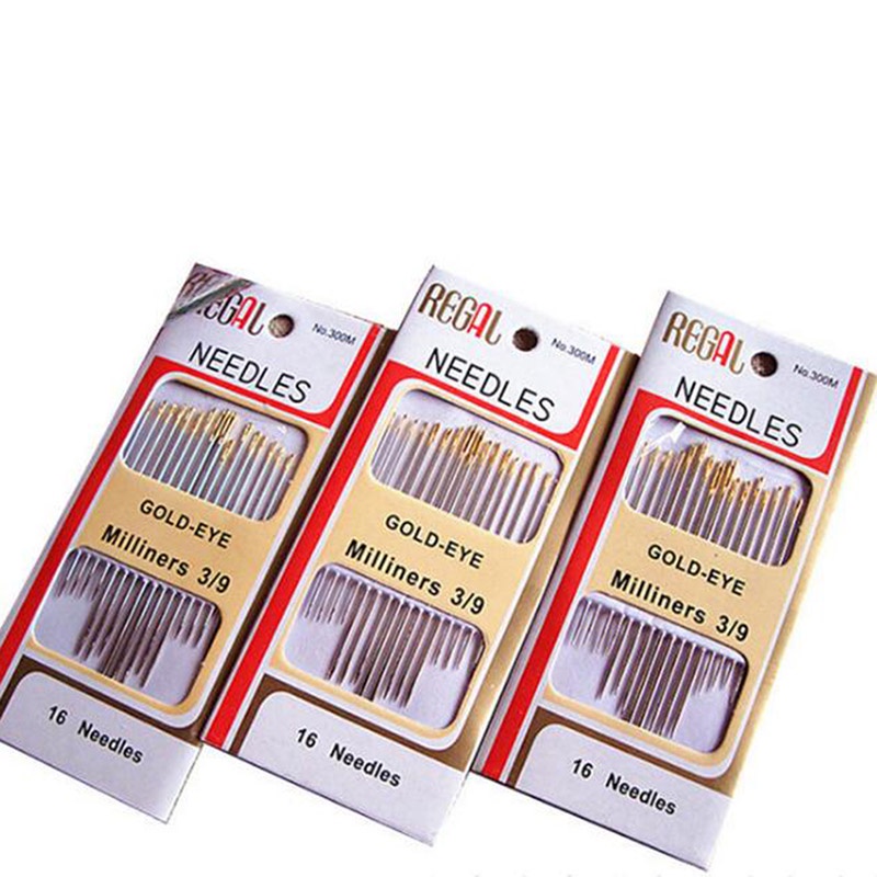 Set 16 Kim Khâu Tay Bằng Thép Không Gỉ Mạ Vàng Phong Cách Mới