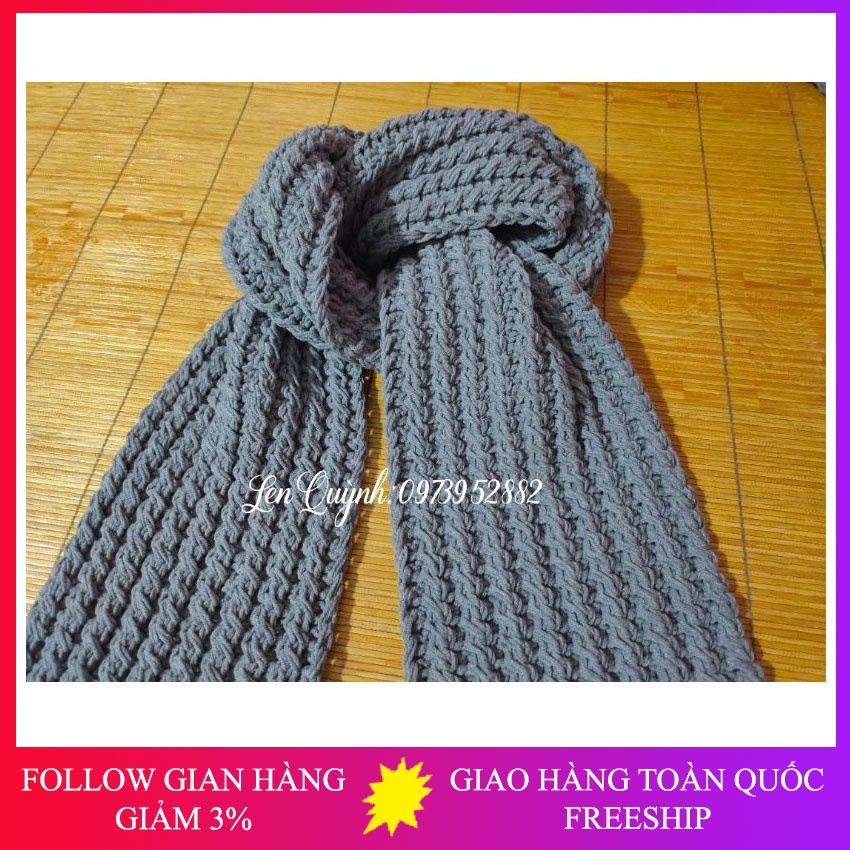 Khăn len đan tay kiểu vặn thừng 2 mũi - khăn len handmade