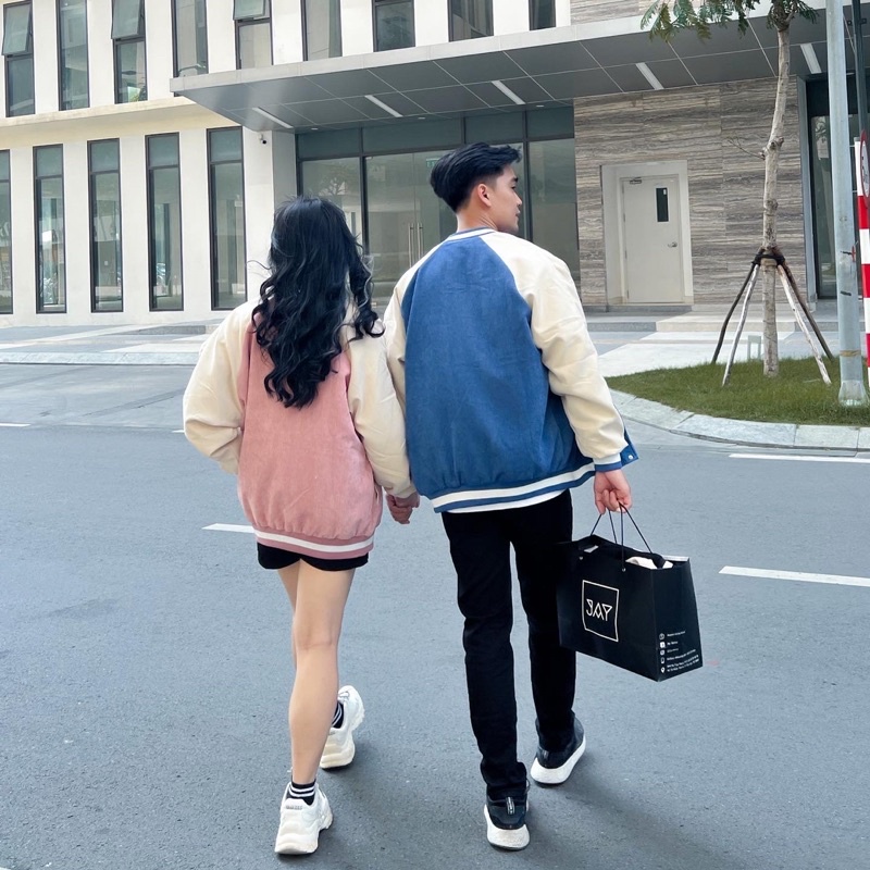 Bomber Jay nhung gân phối tay / Nam nữ unisex / Jaystoree